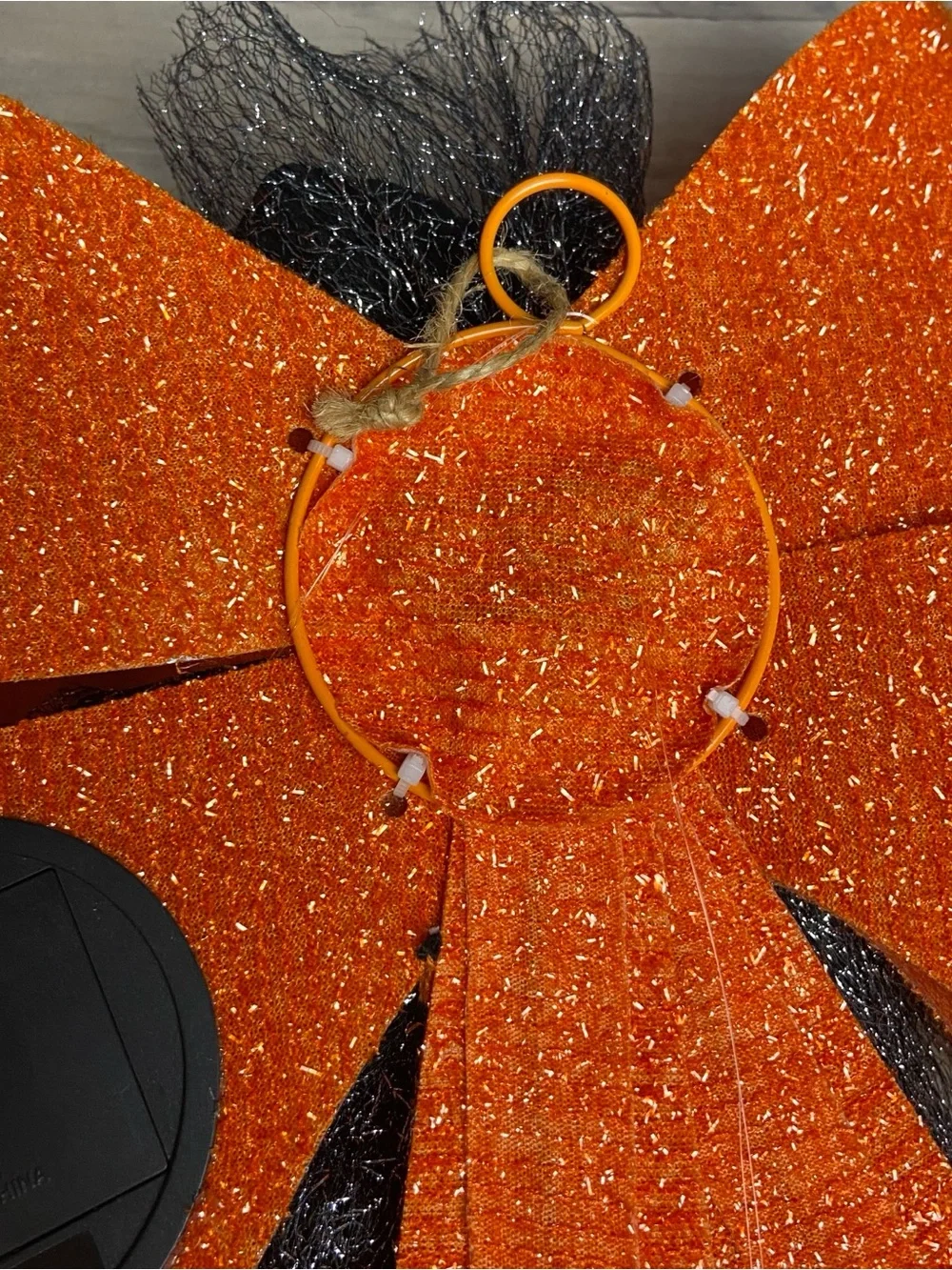 LED Lighted Halloween Witch Bow Door Hanger - Orange & Black‎ 24”